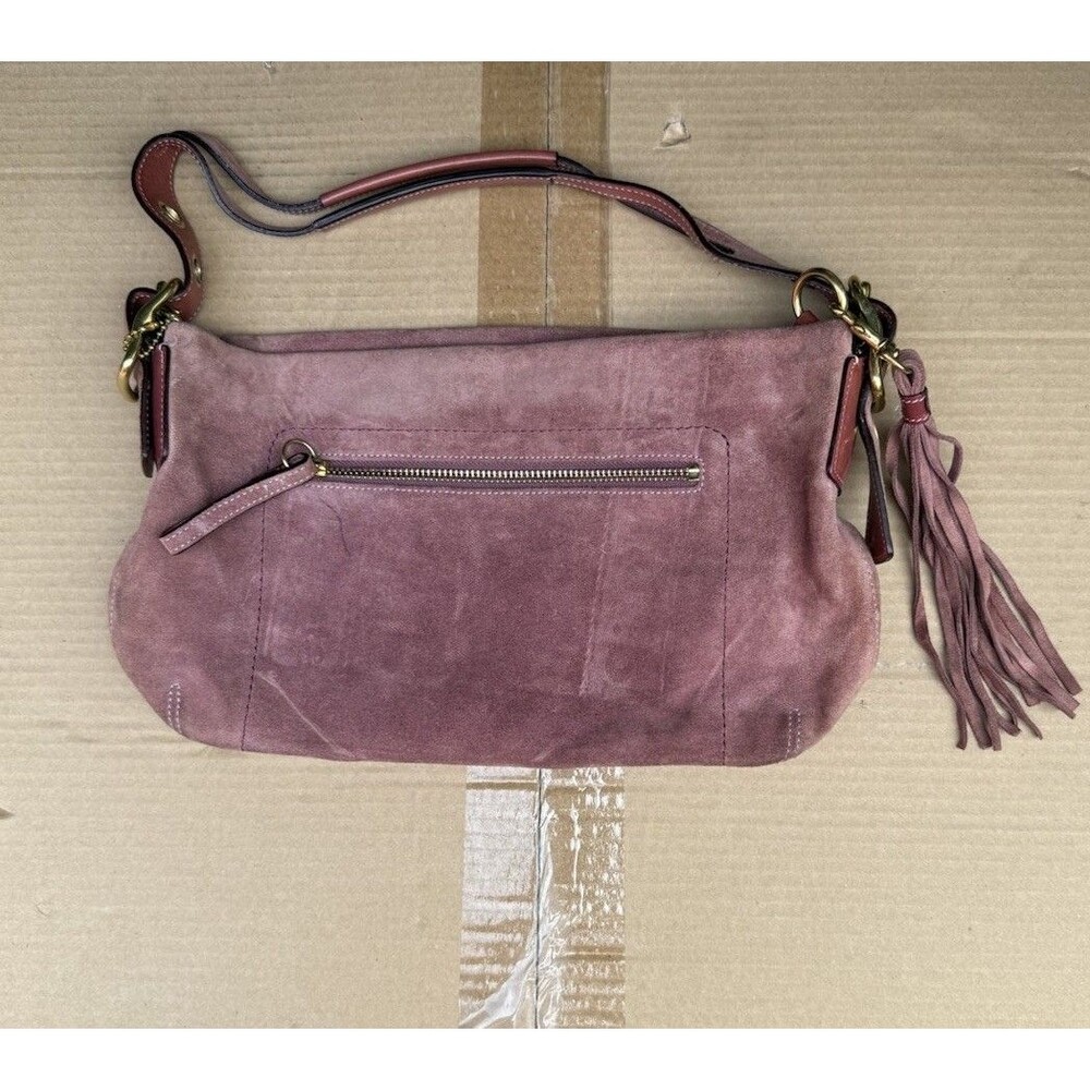 Vintage 2005 Coach Legacy East West Tassel Suede Hobo Bag Plum